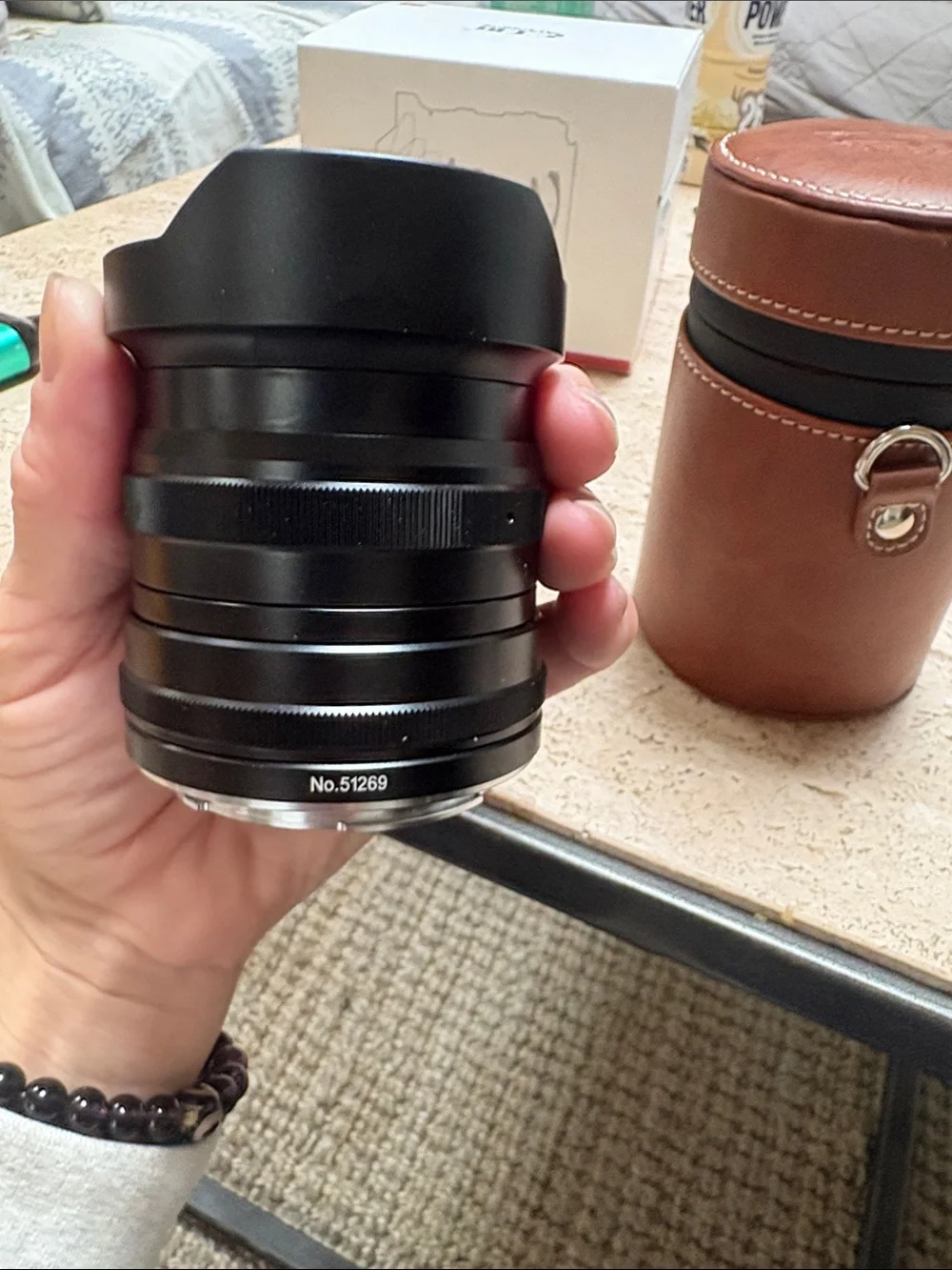 Artisan 10mm F2.8 Wide-Angle Lens with Brown Leather Carry Case